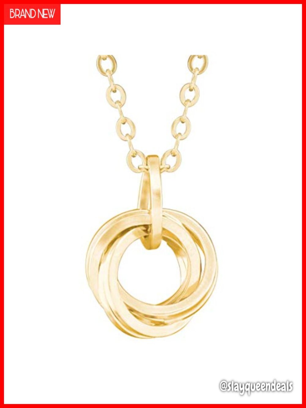 14K Yellow Gold Filled Love Knot Circle Pendant Necklace Women